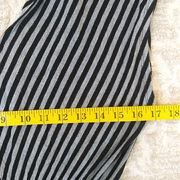 Mossimo Striped V Neckline High Low Hem Dress M Gray Black Stripes - Picture 11 of 13